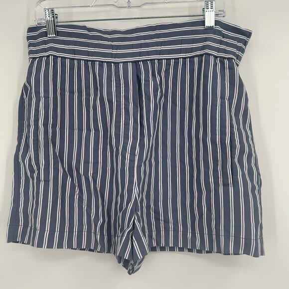 TIBI Paperbag Shorts Womens Size Small Striped Blue White 4-Pocket Pull On RTR - Picture 3 of 12